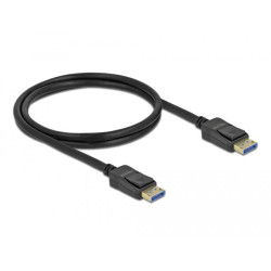 Кабел Delock DisplayPort 2.0 мъжко - DisplayPort мъжко, 1.0м, 10K, 54 Gb/s, Черен