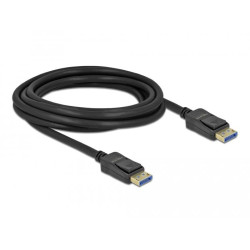 Кабел Delock DisplayPort 2.0 мъжко - DisplayPort 2.0 мъжко, 3.0м, 54 Gb/s, Черен
