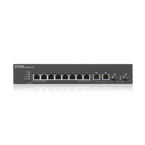 Switch ZYXEL GS2220-10, 10 Ports Managed L2, 8x Gigabit + 2x Gigabit combo (RJ45/SFP)