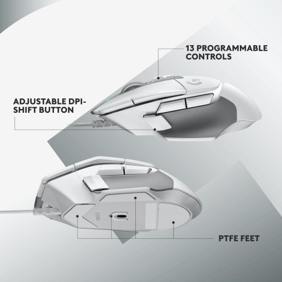 Gaming Mouse Logitech, G502 X, Optical,  Wired, USB, White
