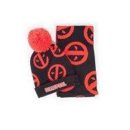 Комплект шал и шапка DIFUZED Deadpool, Symbol, Черен/Червен
