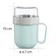 Xavax Cereal Mug To Go, with Topper, 2 Compartments, 500 + 200 ml, pastel blue/grey