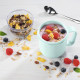 Xavax Cereal Mug To Go, with Topper, 2 Compartments, 500 + 200 ml, pastel blue/grey