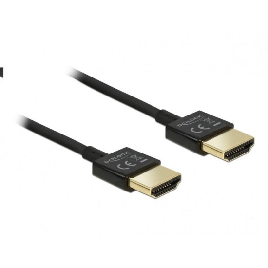 Delock Cable High Speed HDMI with Ethernet - HDMI-A male > HDMI-A male 3D 4K 0.5 m Slim High Quality