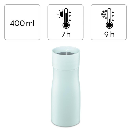 Xavax Thermal Mug, 400 ml, Insulated Mug To Go with Drinks Opening, pastel blue