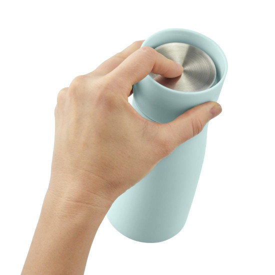 Xavax Thermal Mug, 400 ml, Insulated Mug To Go with Drinks Opening, pastel blue