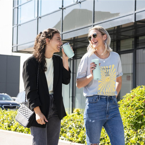 Xavax Thermal Mug, 400 ml, Insulated Mug To Go with Drinks Opening, pastel blue