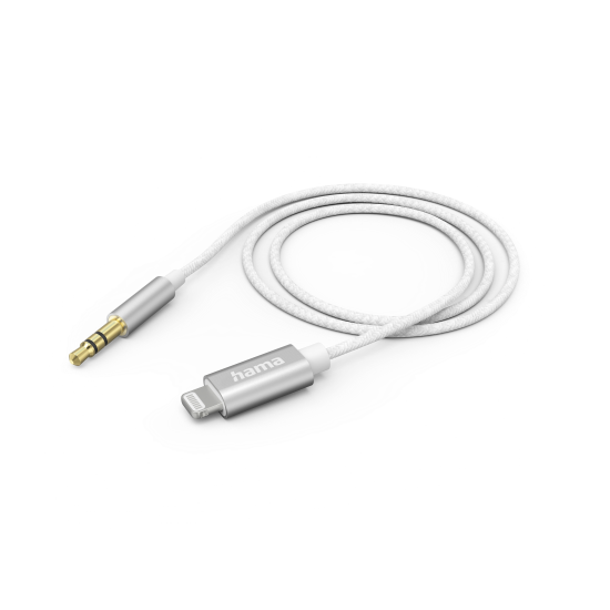 Hama Audio Cable, Lightning - 3.5 mm Jack Plug, 1.0 m, white