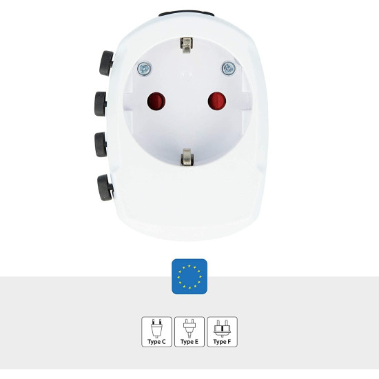 Адаптер SKROSS PRO Earthed 1103145, World, Бял