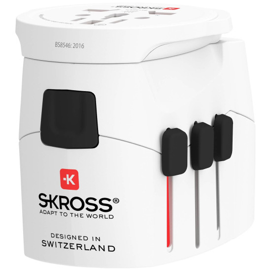 Адаптер SKROSS PRO Light, 2 x USB-A, World, Бял
