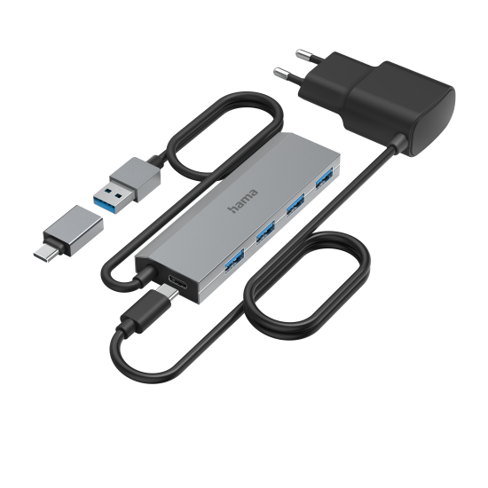 USB Hub, 4 Ports, USB 3.2 Gen 1, 5 Gbit/s, HAMA-200138
