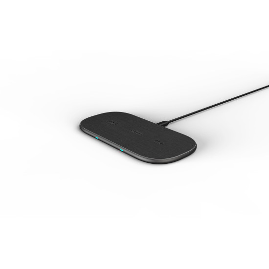 Wireless Dual Charging Pad RAPOO XC260, Qi, 7.5W/10W, Black