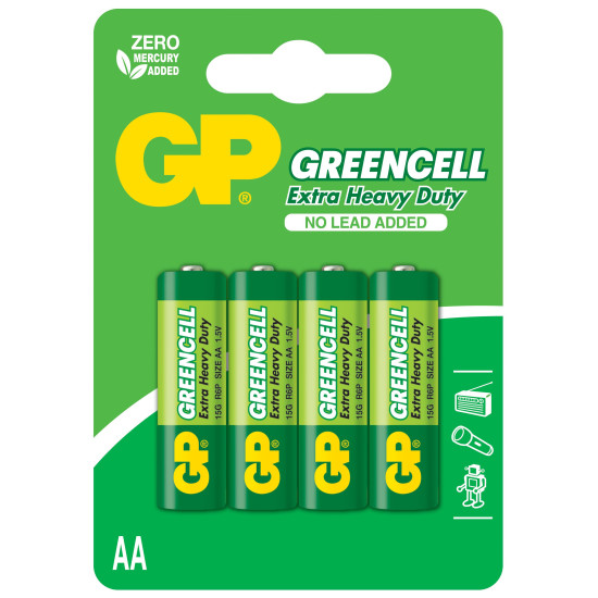 Цинк карбонова батерия GP R6  GREENCELL 15G-U4 /4 бр. в опаковка/ blister 1.5V