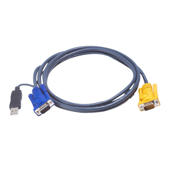 KVM кабел ATEN, PC HDB & USB към 3in1 SPHD(Keyboard/Mouse/Video), Вграден PS/2 към USB конвертор, 3 м