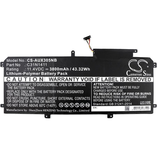 Laptop Battery C31N1411 for Asus ZenBook UX305C UX305CA UX305F UX305FA  11,4V 3800mAh   CAMERON SINO