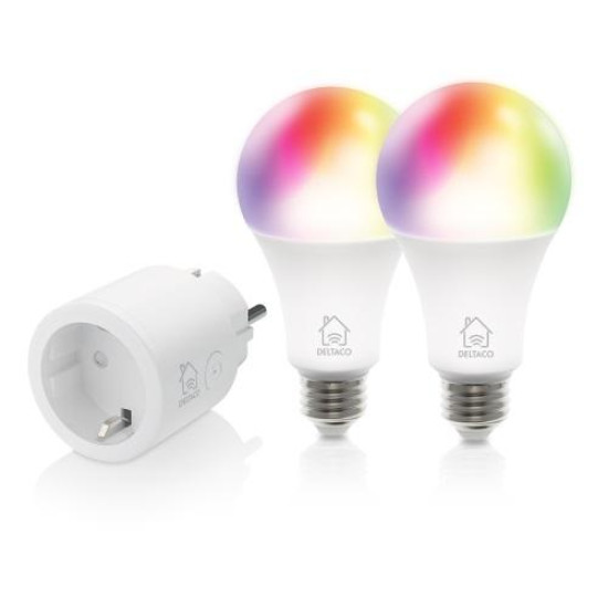 Starter kit DELTACO SMART HOME smart plug and 2x RGB LED lights
