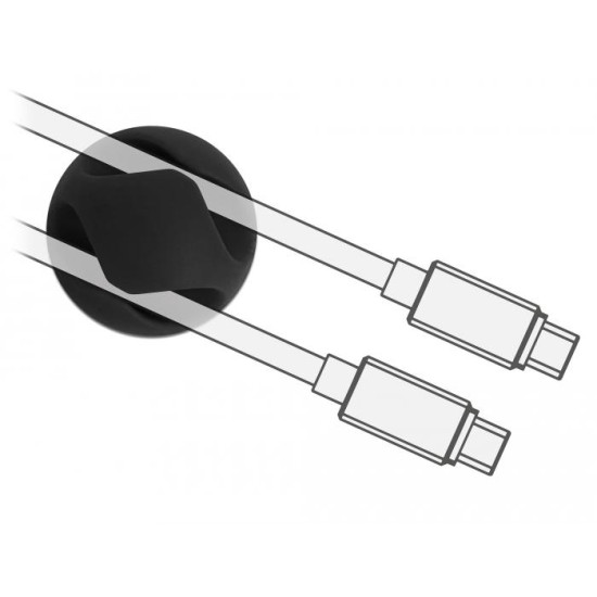 Delock Cable Holder Mini with 2 feed-throughs self-adhesive Set 10 pieces black