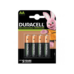 Rechargeable battery DURACELL R6 AA, 2500mAh NiMH, 1.2V, pcs. pack 1.5V