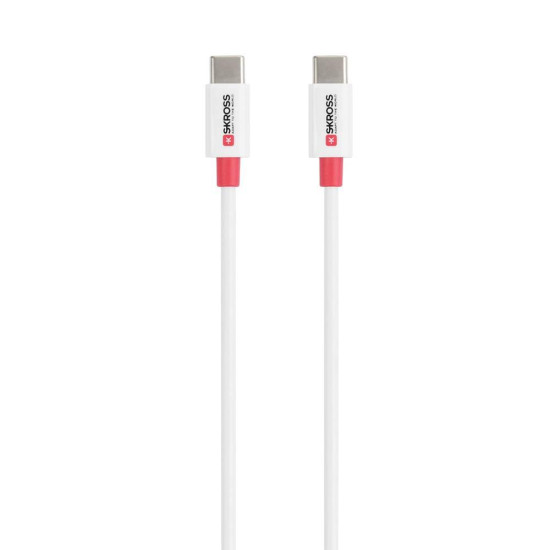 Кабел Skross, USB-C - USB-C 2.0 мъжко, 0.15 м, Бял