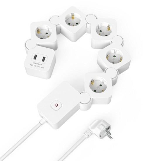 Hama Power Strip, 5-Way, USB-A 12 W, 223190