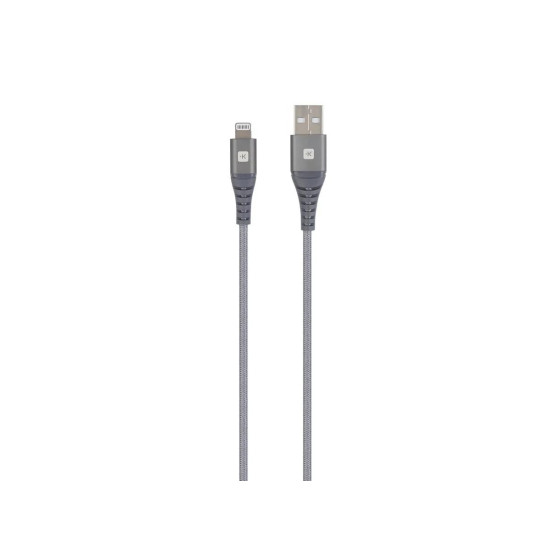 Skross USB-A to Lightning Cable, Metal Braiding, 1.2 m, Grey