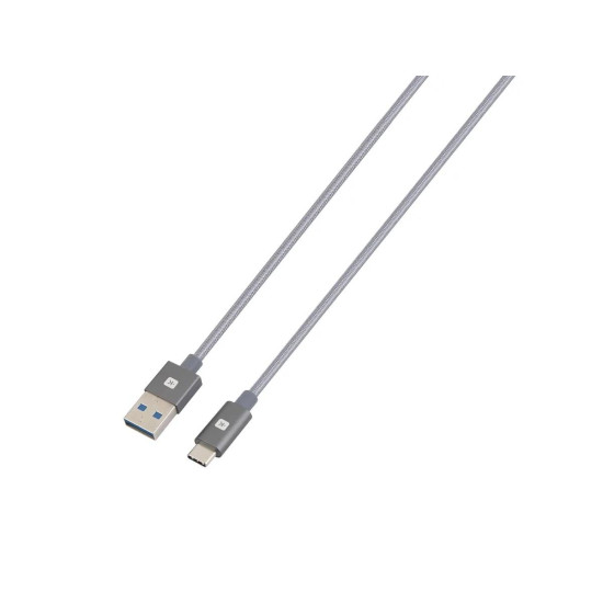 Кабел Skross, USB-A - USB-C, Метална оплетка, 1.20 м, Сив