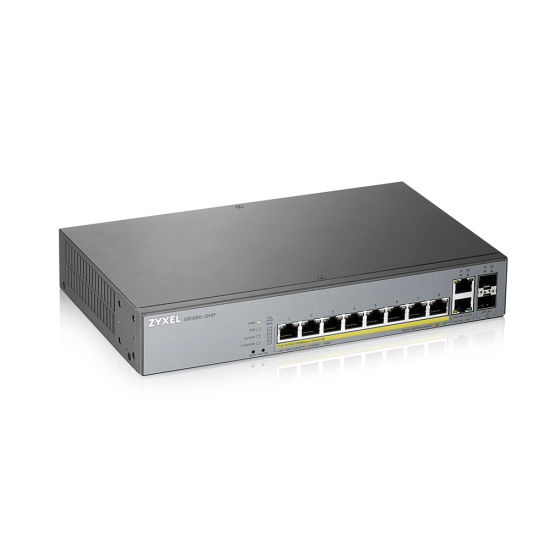 Switch 8-port ZyXEL GS1350-12HP, 12-ports, Gigabit, Управляем, PoE 130W