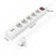 Hama Power Strip, 5-Way, USB-A 17 W, Switch, 223183