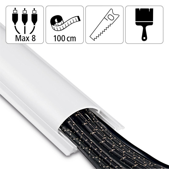 Hama Cable Duct, Self-adhesive, Semicircular, 100 x 7 x 2.1 cm, 220894
