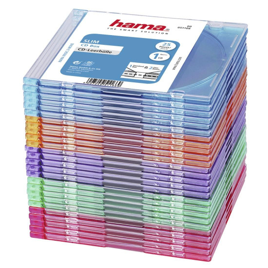 Slim CD кутийки за дискове Hama, опаковка от 25 бр, 51166