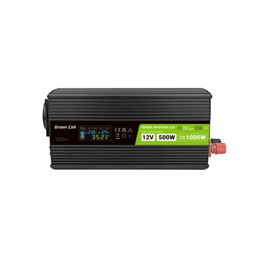 Inverter 12/220 V  DC/AC 500W/1000W INVGC12P500LCD  LCD  Pure sine wave GREEN CELL