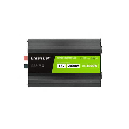Инвертор GREEN CELL, 12/220V, DC/AC, 2000W/4000W, INVGCP2000LCD  LCD Чиста синусоида