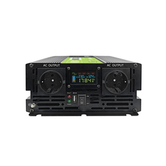 Инвертор GREEN CELL, 12/220V, DC/AC, 2000W/4000W, INVGCP2000LCD  LCD Чиста синусоида