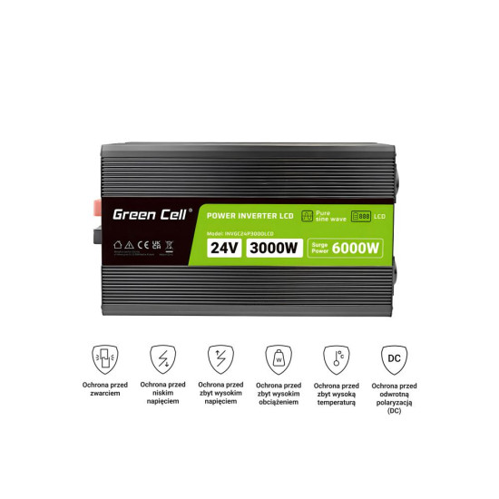 Inverter 24/220 V  DC/AC 3000W/6000W  Pure sine wave GREEN CELL