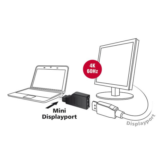 Delock Adapter mini DisplayPort 1.2 male > DisplayPort female 4K 90°