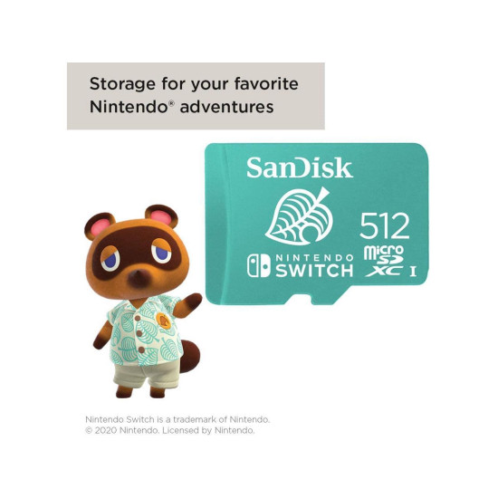 Карта памет SanDisk for Nintendo Switch, microSDXC UHS-I, 512GB, До 100MB/s