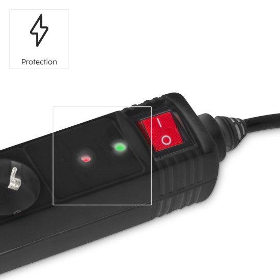 Hama Power Strip, 6-Way, Overvoltage Protection, Switch, 1.4 m, black, 223153