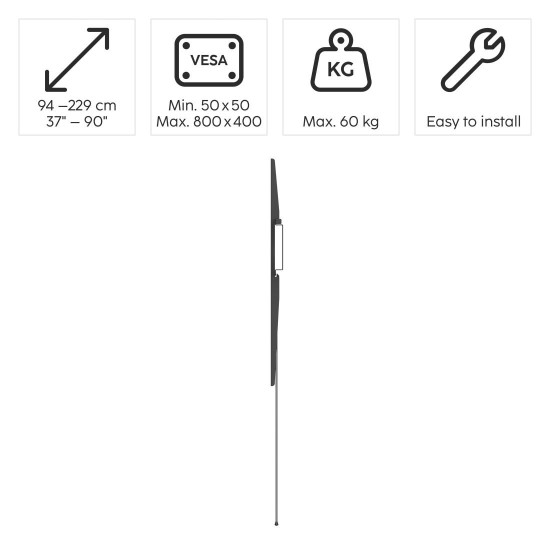 Стенна стойка за TV HAMA, 229 см (90