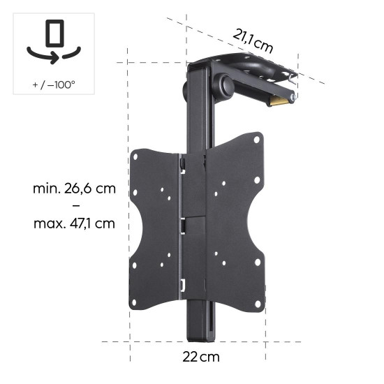 Hama TV Ceiling Mount, Swivel, Height-adjustable, 117 cm (46