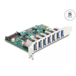Карта PCI Express x4 Delock към 7 x external USB 5 Gbps Type-A