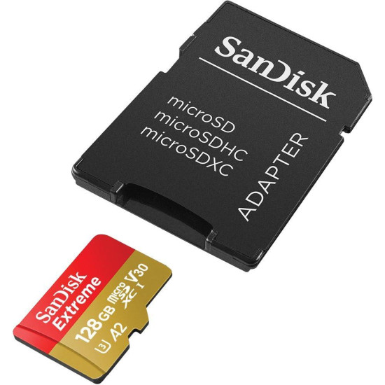 SanDisk 128GB Extreme MicroSDXC Card for Dash Cameras and Drones + SD Adapter + RescuePRO Deluxe