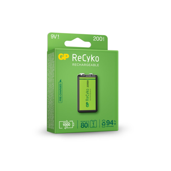 Rechargeable Battery GP R22 8.4V 200mAh RECYKO 20R8HN-GB1 NiMH 1 pc. pack GP