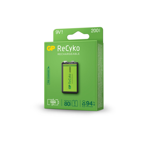Rechargeable Battery GP R22 8.4V 200mAh RECYKO 20R8HN-GB1 NiMH 1 pc. pack GP