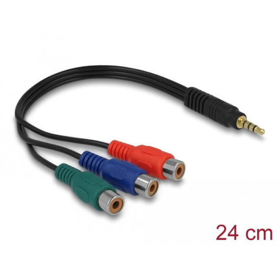 Кабел Delock, 3 x RCA женско > 3.5 mm 4 pin стерео жак
