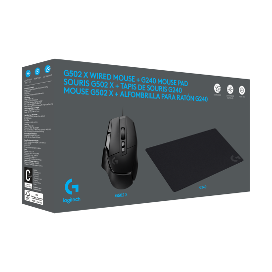 Bundle Gaming Mouse Logitech G502 X Wired + Mousepad G240