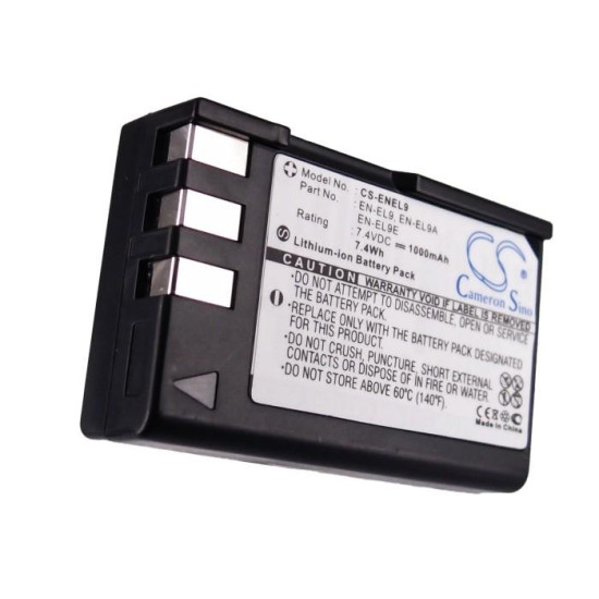 Батерия за апарат NIKON EN-EL9  D-SLR D40 D60 D3000 D5000, 7.4V, 1000mAh, Li-Ion, Cameron Sino