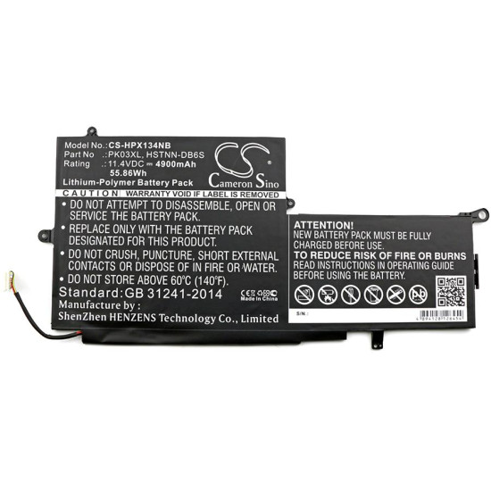 Laptop Battery for  HP HSTNN-DB6S PK03XL for Spectre Pro X360, 11,4V 4900mAh CAMERON SINO