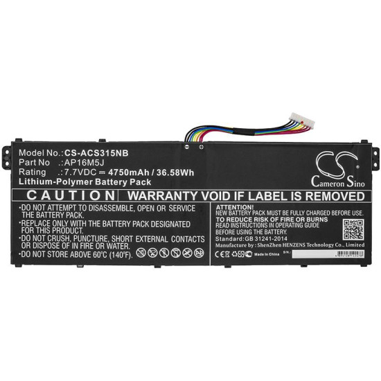 Laptop Battery for ACER AP16M5J  Aspire 3 A315-21 LIPo 7,7v 4750mA Cameron Sino