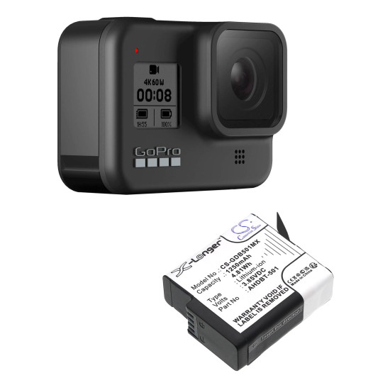 Батерия за камера GOPRO Hero 5; Hero 6; Hero 7; Hero 8   AHDBT-501  3,85V 1250mAh   LIIon Cameron Sino