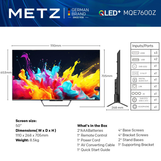 Телевизор METZ 50MQE7600Z, 50